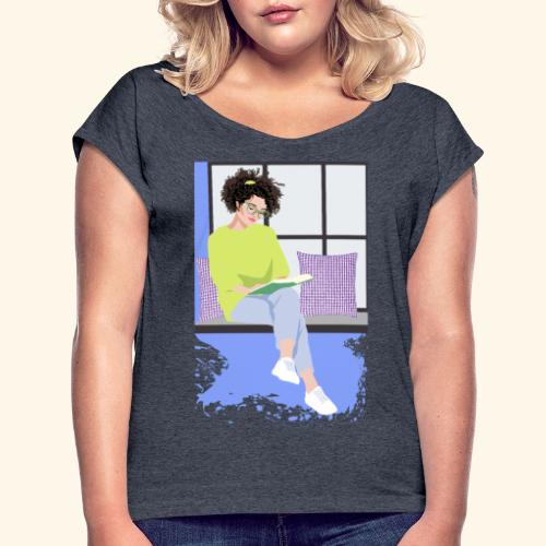 Amante de los libros - Camiseta con manga enrollada mujer