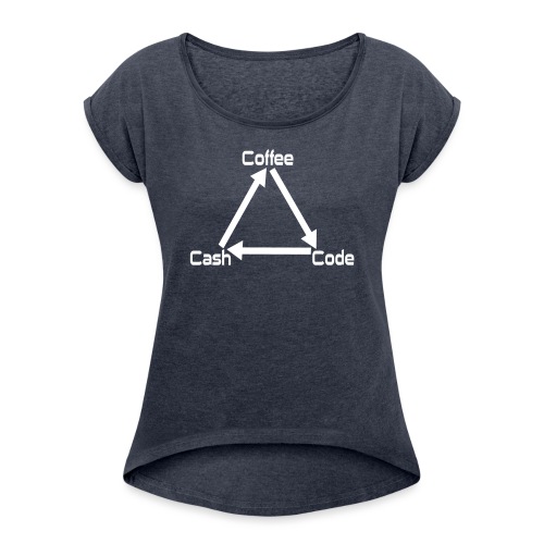 Coffee Code Cash Softwareentwickler Programmierer - Frauen T-Shirt mit gerollten Ärmeln