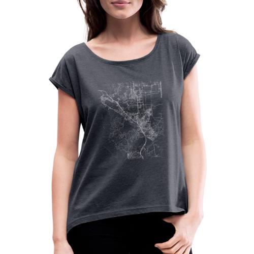 Minimal Murrieta city map and streets - Women's T-Shirt with rolled up sleeves