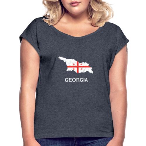 Georgia (Sak'art'velo) country map & flag - Women's T-Shirt with rolled up sleeves