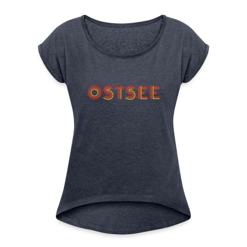 Ostsee Retro - Frauen T-Shirt mit gerollten Ärmeln