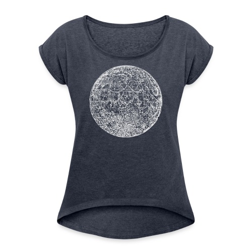 historical moon white - Frauen T-Shirt mit gerollten Ärmeln