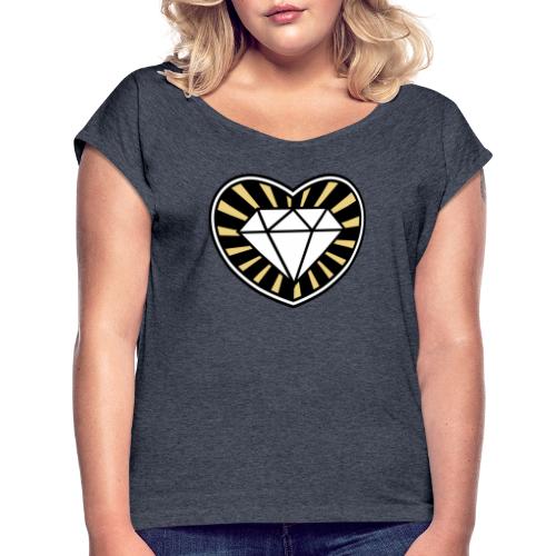 Diamond_heart_3f - Frauen T-Shirt mit gerollten Ärmeln