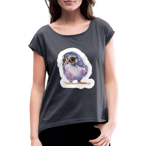 Nice Purple owl - Women's T-Shirt with rolled up sleeves