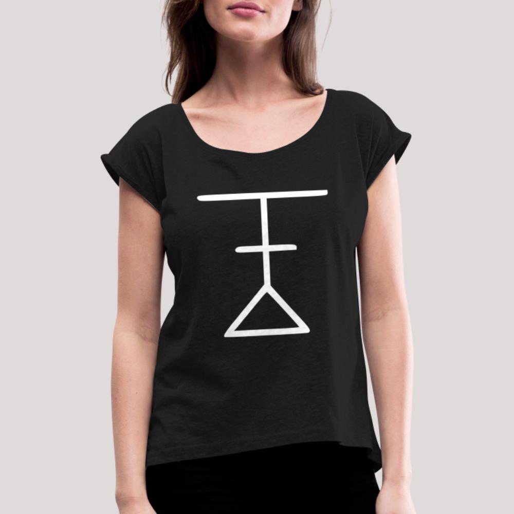 Ynglist Rune Weiß - Frauen T-Shirt mit gerollten Ärmeln Schwarz