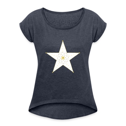 Weißer Stern - Frauen T-Shirt mit gerollten Ärmeln