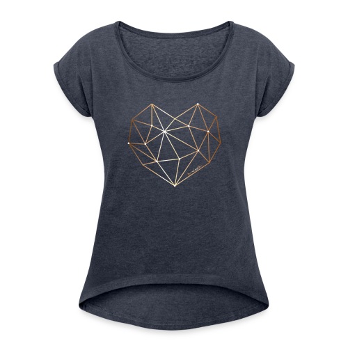 Herz in Diamant, Diamantherz - Frauen T-Shirt mit gerollten Ärmeln