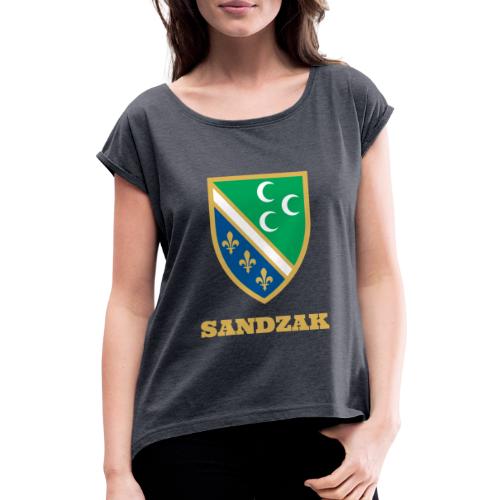 sandzak - Camiseta con manga enrollada mujer