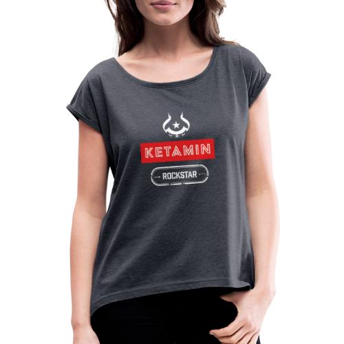 KETAMIN Rock Star - White/Red - Modern - Women's T-Shirt with rolled up sleeves