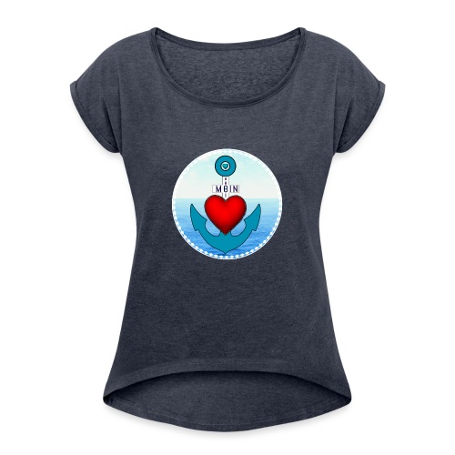 Herzensanker - Frauen T-Shirt mit gerollten Ärmeln