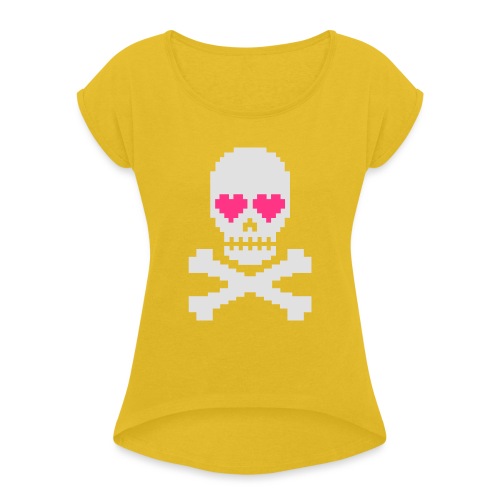 Skull Love - Vrouwen T-shirt met opgerolde mouwen