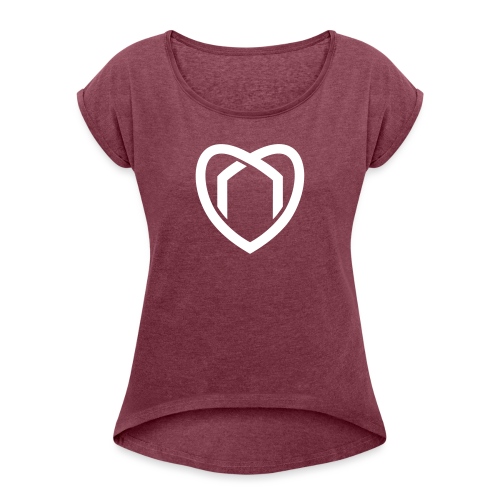 Blaue Haus Logo Herz - Frauen T-Shirt mit gerollten Ärmeln