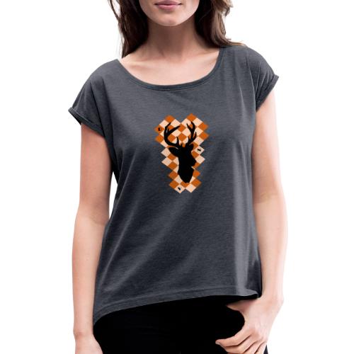 DeerSquare - Naisten T-paita, jossa rullatut hihat