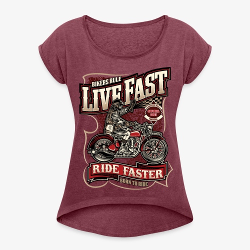 Born To Ride - Harleysti Italia Official 2023 - T-shirt med upprullade ärmar dam