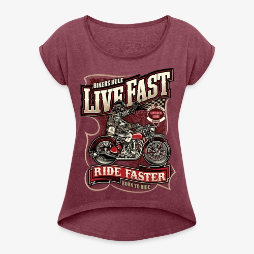 Born To Ride - Harleysti Italia Official 2023 - Frauen T-Shirt mit gerollten Ärmeln