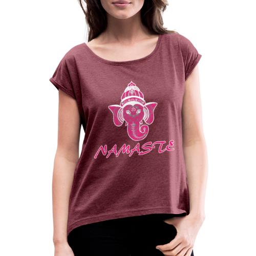 shiva rose namaste yoga pace amore hippie fitness - Maglietta da donna con risvolti