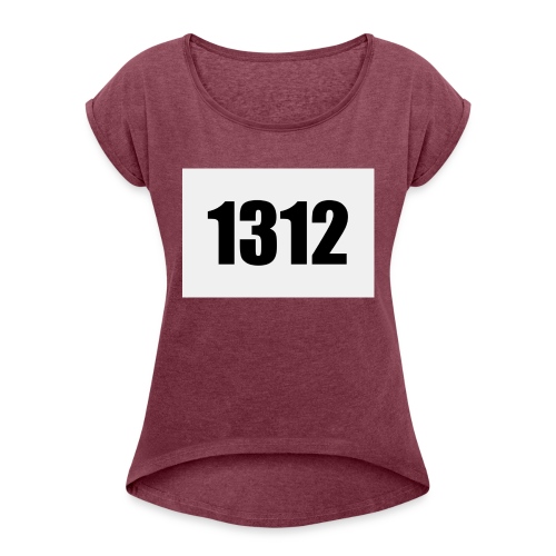 1312 - T-shirt med upprullade ärmar dam