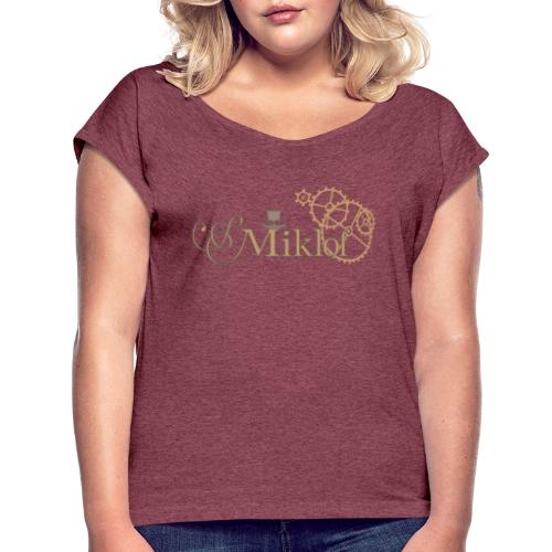 miklof logo gold outlined 3000px - Women's T-Shirt with rolled up sleeves