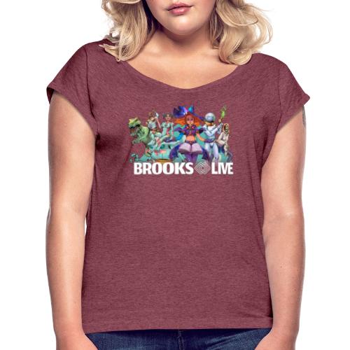 Brooks Live Logo mit Illustration - Frauen T-Shirt mit gerollten Ärmeln
