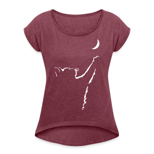 Vorschau: cat moon - Frauen T-Shirt mit gerollten Ärmeln