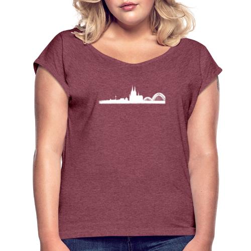 Köln-Skyline - Frauen T-Shirt mit gerollten Ärmeln