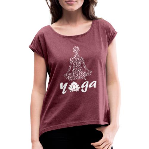 yoga fiore bianco namaste pace amore hippie fitness - Maglietta da donna con risvolti