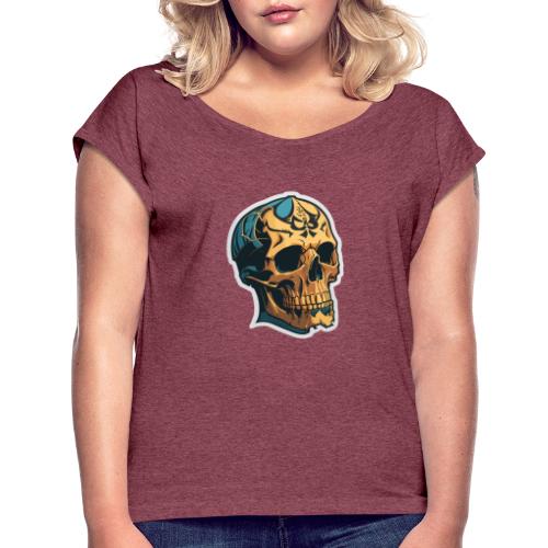 Cool Skull - Frauen T-Shirt mit gerollten Ärmeln