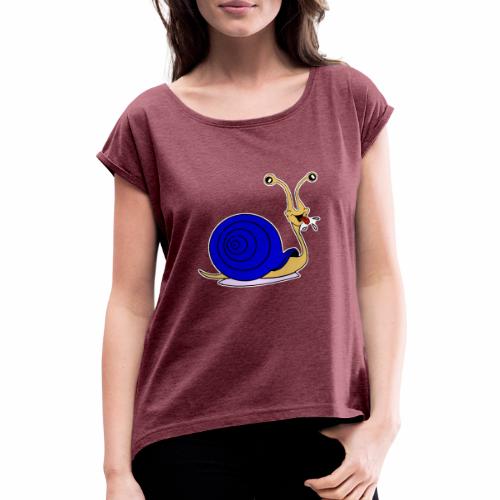 Escargot rigolo blue version - T-shirt à manches retroussées Femme