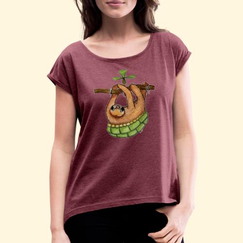 Le paresseux-tortue à hélice - T-shirt à manches retroussées Femme
