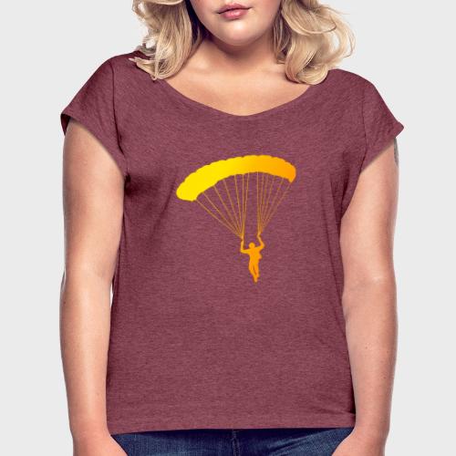 Colorfull Skydiver - Frauen T-Shirt mit gerollten Ärmeln