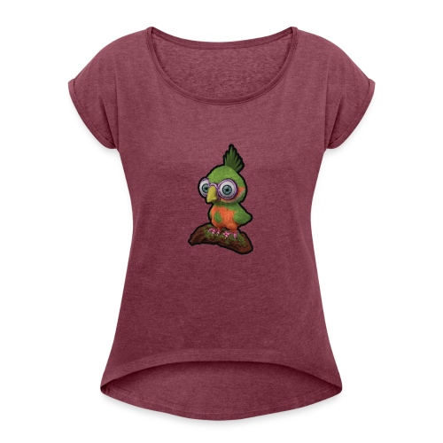 A bird sitting on a branch - Women's T-Shirt with rolled up sleeves