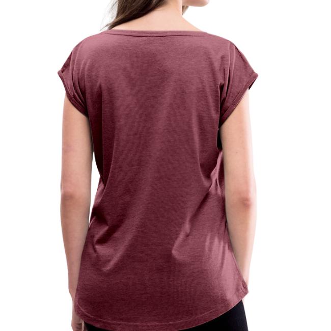 Vorschau: irgendwos hods oiwei - Frauen T-Shirt mit gerollten Ärmeln