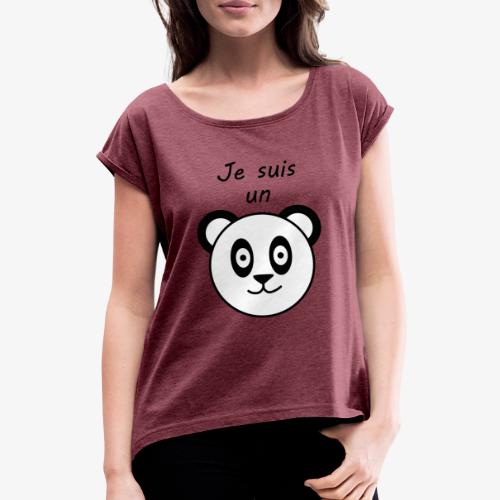 panda - T-shirt à manches retroussées Femme