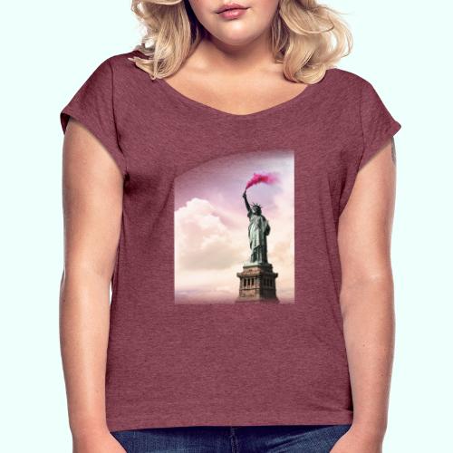 liberty - Koszulka damska z lekko podwiniętymi rękawami