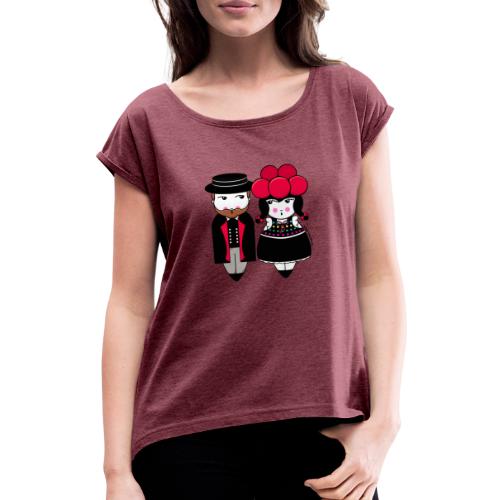Schwarzwaldpaar - Frauen T-Shirt mit gerollten Ärmeln
