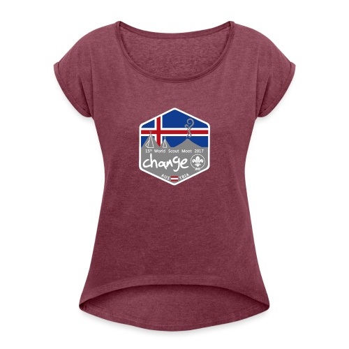 MootIsland Abzeichen - Frauen T-Shirt mit gerollten Ärmeln