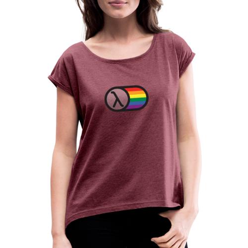 Lambda Regnbuelogo - Dame T-shirt med rulleærmer