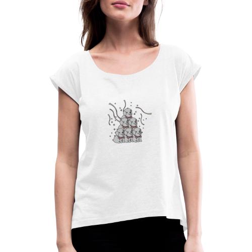 6 Welpen - Frauen T-Shirt mit gerollten Ärmeln