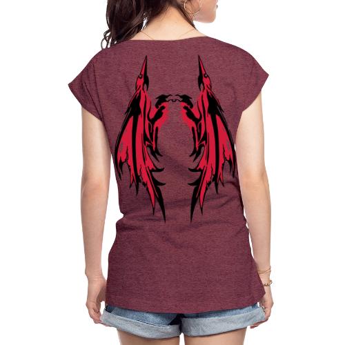 Dragon Wings - Frauen T-Shirt mit gerollten Ärmeln