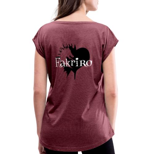 Fakriro Logo sw mit Herz - Frauen T-Shirt mit gerollten Ärmeln