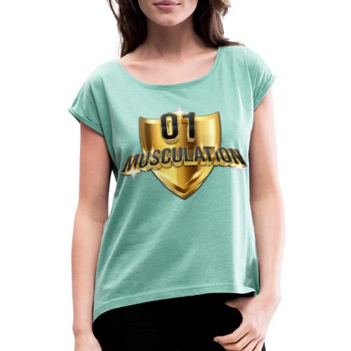 Logo 01Musculación - Camiseta con manga enrollada mujer