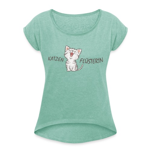 cute cat flüsterin - Frauen T-Shirt mit gerollten Ärmeln