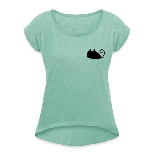 Midnight Cat - Women's T-Shirt with rolled up sleeves