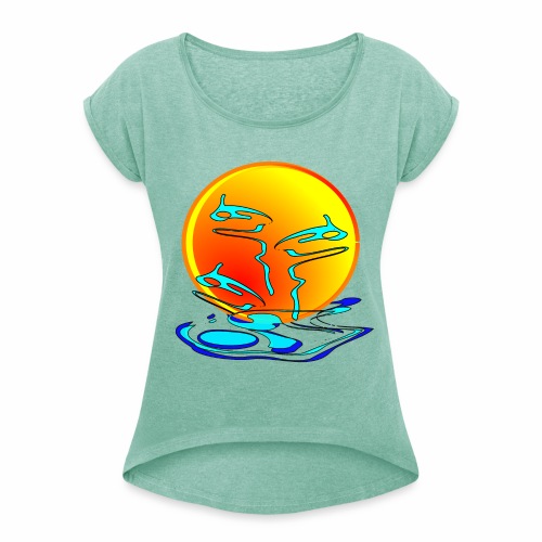 Delfines de Adiswebs - Camiseta con manga enrollada mujer