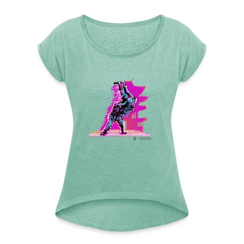Neon Throw - Vrouwen T-shirt met opgerolde mouwen