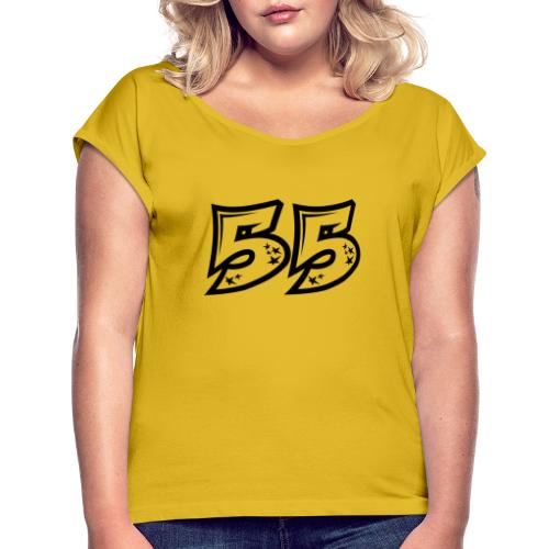 Terävä 55, läpinäkyvänä - Naisten T-paita, jossa rullatut hihat