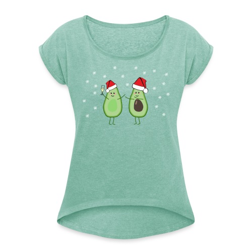 Weihnachtsavocado - Weihnachten Avocado - Frauen T-Shirt mit gerollten Ärmeln