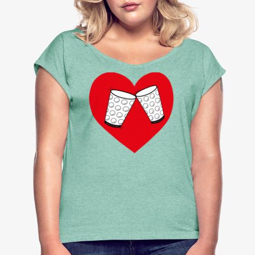 Schorle Liebe – Dubbegläser - Frauen T-Shirt mit gerollten Ärmeln