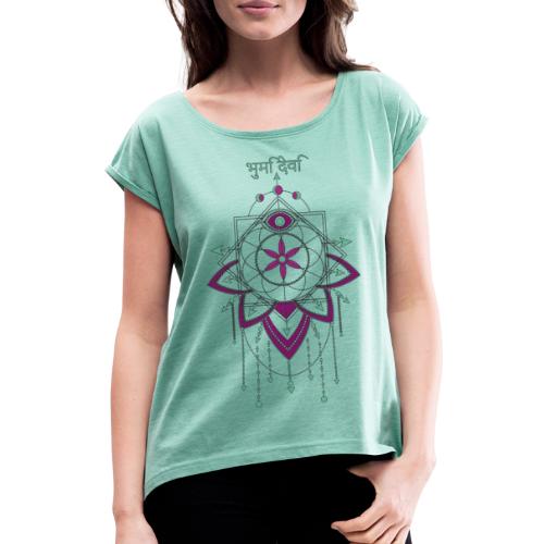 Saat des Lebens Einheit Göttin Mutter Erde - Frauen T-Shirt mit gerollten Ärmeln