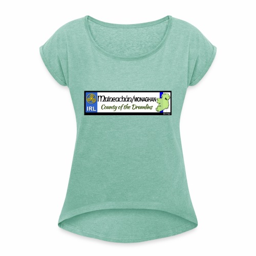 MONAGHAN, IRELAND: licence plate tag style decal - Women's T-Shirt with rolled up sleeves